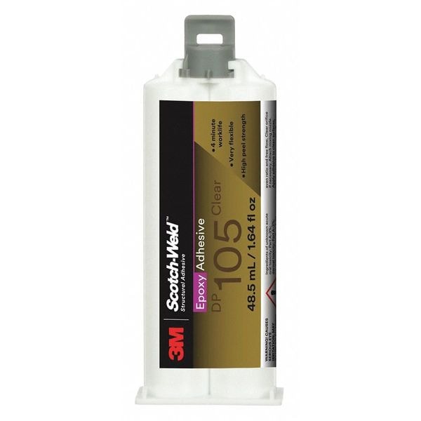3M Epoxy Adhesive, DP105 Series, Off-White, Dual-Cartridge, 1:01 Mix Ratio, 20 min Functional Cure - 105