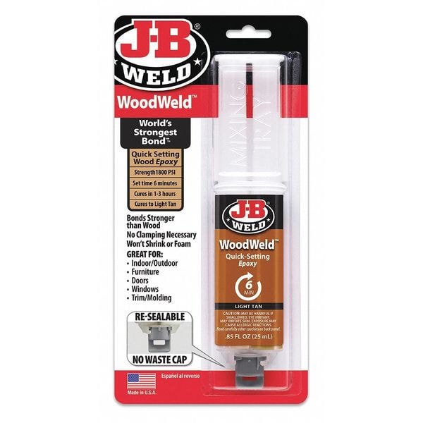 J-B Weld Epoxy Adhesive, MinuteWeld Series, Clear, Dual-Cartridge, 1:01 Mix Ratio, 1 hr Functional Cure - 50151