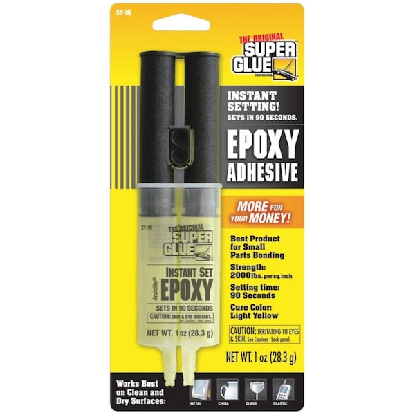 Super Glue Acrylic Adhesive, Instant Setting Epoxy Series, Yellow, Tube, 1:01 Mix Ratio, 24 hr Functional Cure - SY-IN48
