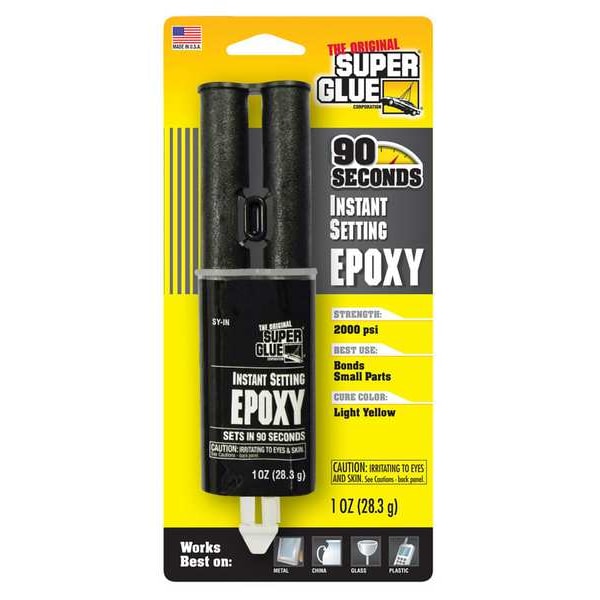 Super Glue Acrylic Adhesive, Instant Setting Epoxy Series, Yellow, Tube, 1:01 Mix Ratio, 24 hr Functional Cure - SY-IN48