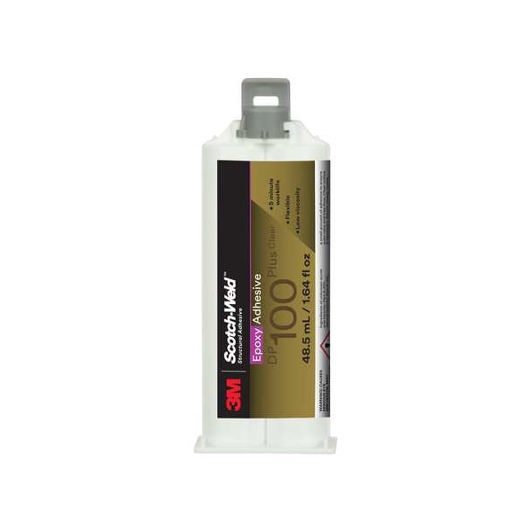 3M Epoxy Adhesive, DP100Plus Series, Clear, Dual-Cartridge, 1:01 Mix Ratio, 20 min Functional Cure - 100 PLUS