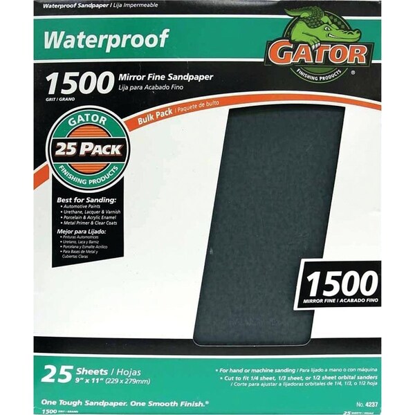 Gator 3287 Sanding Sheet, 11 in L, 9 in W, 1500 Grit, Silicone Carbide Abrasive - 4237