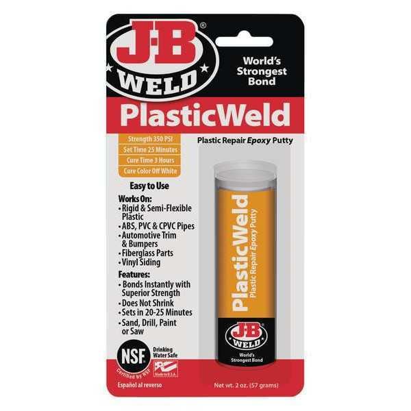 J-B Weld Floor Adhesive, PlasticWeld Series, Tan, 28 oz, Cartridge, 1:01 Mix Ratio, 3 hr Functional Cure - 8237