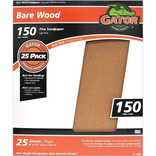Gator 3274 Sanding Sheet, 11 in L, 9 in W, 150 Grit, Garnet Abrasive - 4225