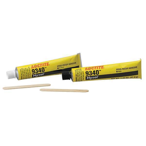 Loctite Epoxy Adhesive, 9340 Series, Green, Tube, 1:01 Mix Ratio, 3 hr Functional Cure - 398459