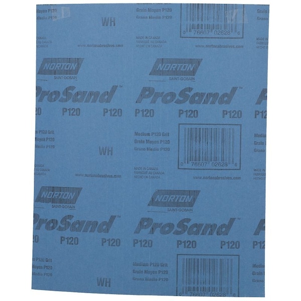 Norton Co ProSand 07660768161 Sanding Sheet, 11 in L, 9 in W, Medium, 120 Grit, Aluminum Oxide Abrasive - 2619