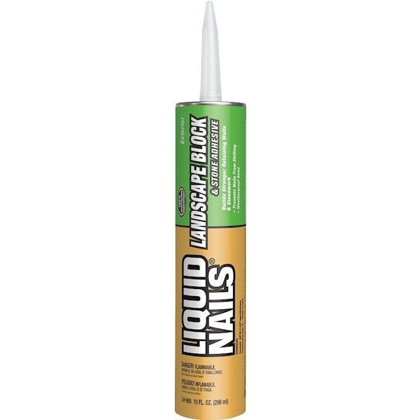 Liquid Nails Landscape Block Adhesive, Paste, Mild Latex, White, 10 oz Cartridge - LN-905
