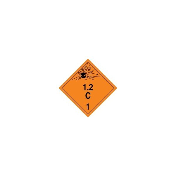 Accuform TDG PLACARD CLASS 1 273MM x 273MM TCP121FV50 - TCP121FV50