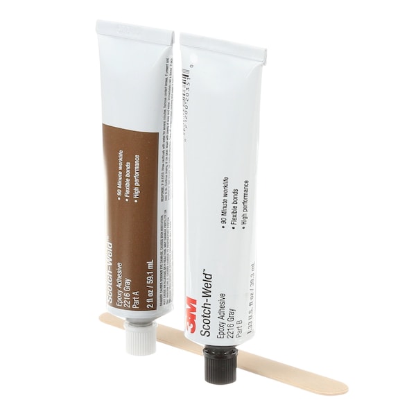 3M Instant Adhesive, 2216 Series, Clear, 0.21 oz, Tube, 2:03 Mix Ratio, 12 hr Functional Cure - 2216