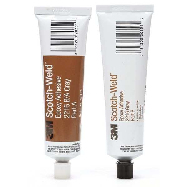 3M Instant Adhesive, 2216 Series, Clear, 0.21 oz, Tube, 2:03 Mix Ratio, 12 hr Functional Cure - 2216