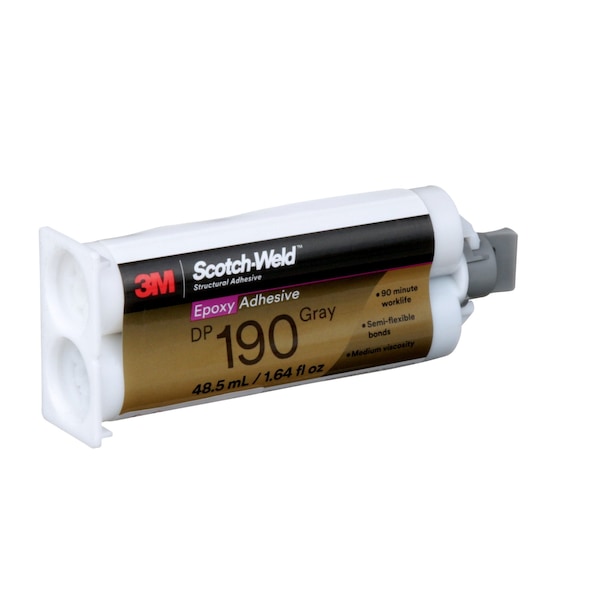3M Acrylic Adhesive, DP190 Series, Tan, Dual-Cartridge, 1:01 Mix Ratio, 10 hr Functional Cure - 190