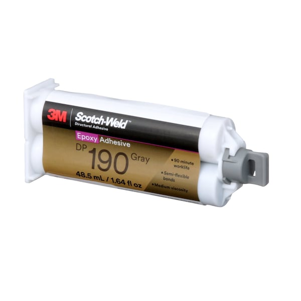 3M Acrylic Adhesive, DP190 Series, Tan, Dual-Cartridge, 1:01 Mix Ratio, 10 hr Functional Cure - 190