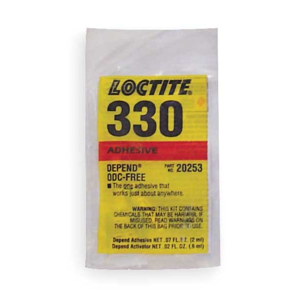 Loctite Adhesive, 330 Series, Clear, 0.75 oz, Tube, No Mix Mix Ratio, 5 min Functional Cure - 1691394