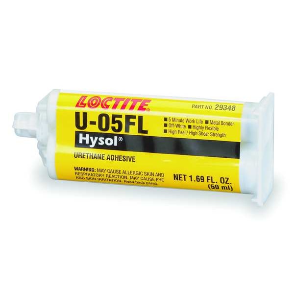 Loctite Instant Adhesive, U-05FL Series, Clear, 0.35 oz, Syringe, 1:02 Mix Ratio, 3 hr Functional Cure - 261797