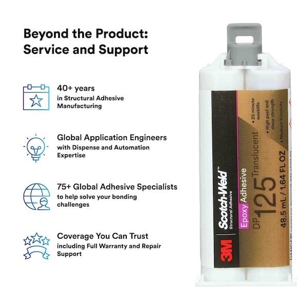 3M Adhesive Remover, DP125 Series, Clear, 4 oz, Bottle, 1:01 Mix Ratio, 150 min Functional Cure - 125