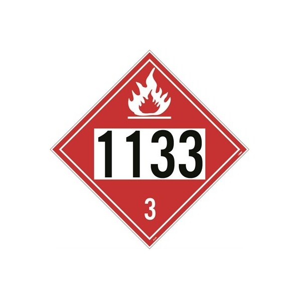 Nmc Four Digit Placard 1133 Class 3, Vinyl, 10-3/4 in W x 10-3/4 in H - DL201BUV50