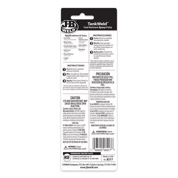 J-B Weld J-B Weld TankWeld High Strength Automotive Epoxy Putty 1 oz - 8217