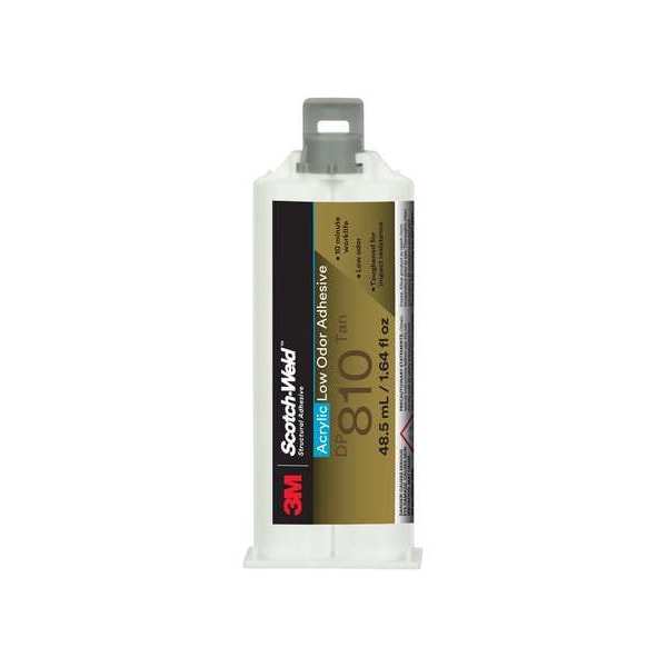 3M Acrylic Adhesive, DP810 Series, Tan, Dual-Cartridge, 1:01 Mix Ratio, 20 min Functional Cure - DP810