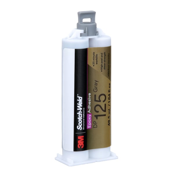 3M Epoxy Adhesive, DP125 Series, Gray, Dual-Cartridge, 1:01 Mix Ratio, 150 min Functional Cure - 125