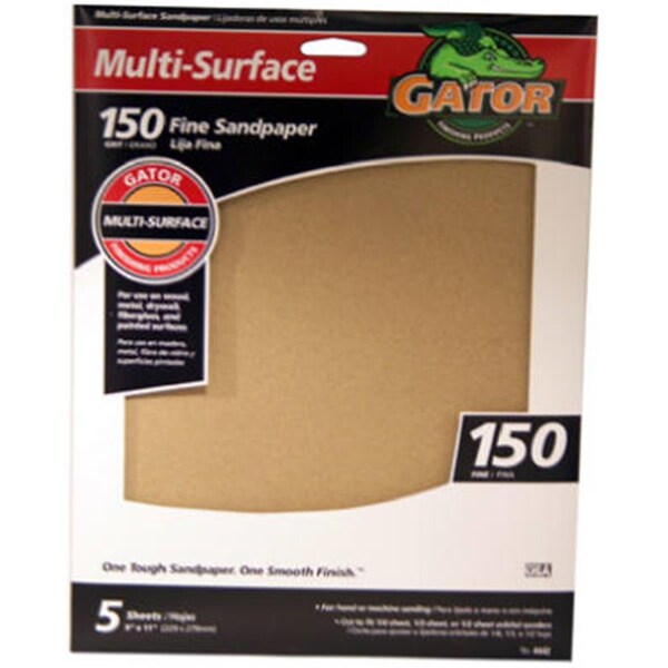 Gator Finishing 4442 9 x 11 in 150 Grit Aluminum Oxide Sandpaper 5PK - 839157