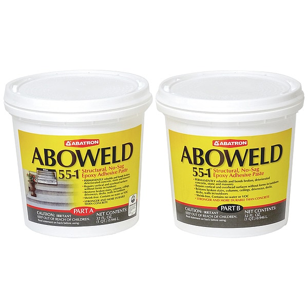 Abatron Epoxy Adhesive, 55-1 Series, Gray, 4 lb, Pail, 1:01 Mix Ratio, 5 hr Functional Cure - 5512QKR