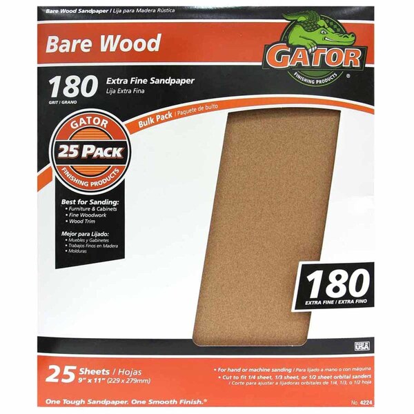 Gator Grit Gator 11 in. L X 9 in. W 180 Grit Aluminum Oxide Sanding Sheet 1 pk - 3273