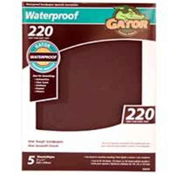 Gator Finishing Ali Industries 4474 Gator 9 x 11 In. Waterproof Garnet Sandpaper 220 Grit 5 Pack - 2876381