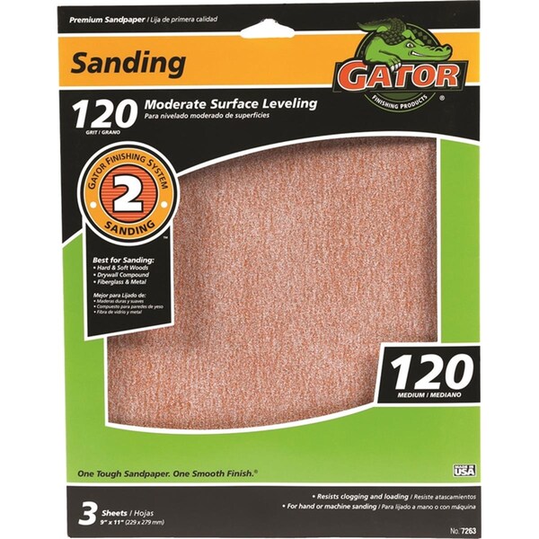 Ali Premium Step-2 Sanding Sheet, 11 x 9 in., 120 Grit - 4195889