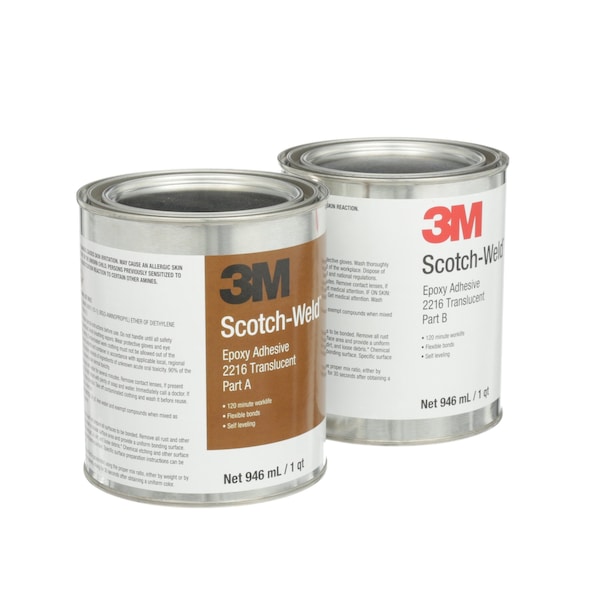 3M Epoxy Adhesive, 2216 Series, Green, Can, 6 PK, 1:01 Mix Ratio, 16 hr Functional Cure - 2216