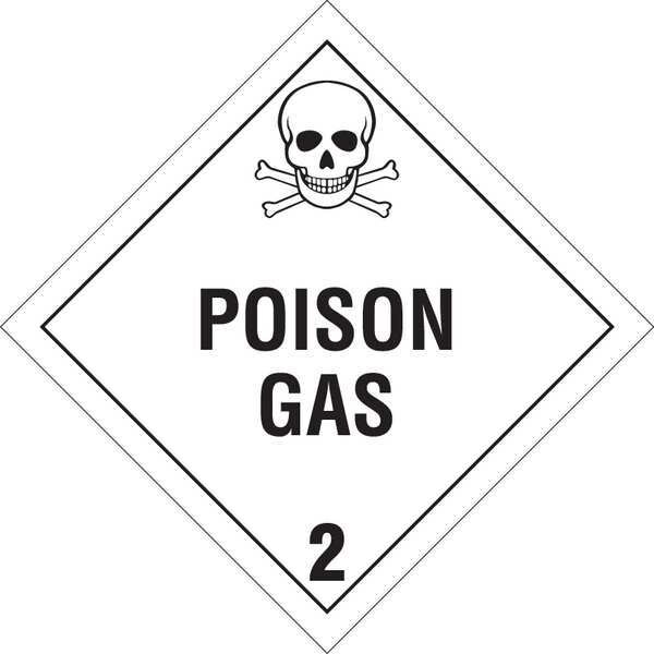 Brady DOT Container Placard, Poison Gas 2, B-120 Premium Fiberglass, 10-3/4" W x 10-3/4" H - 60423