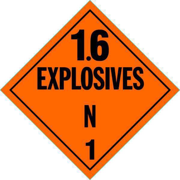 Stranco DOT Container Placard, Explosives, Self-Adhesive Vinyl, 10-4/5" W x 10-4/5" H, 10 PK - DOTP-0103-V10