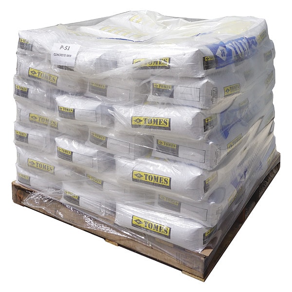 Je Tomes Concrete Mix, 65 lb, Bag, Gray, 28 day Full Cure Time, 56 PK - PAL-P51