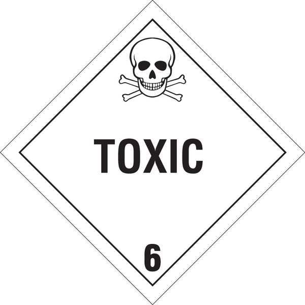 Brady DOT Container Placard, TOXIC 6, B-120 Premium Fiberglass, 10-3/4" W x 10-3/4" H - 60425