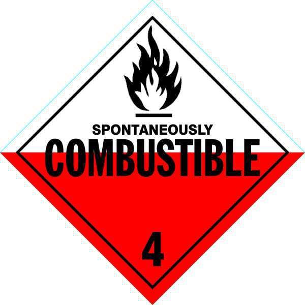 Stranco DOT Container Placard, Spontaneously Combustible, Rigid Styrene, 10-4/5" W x 10-4/5" H - DOTP-0043-PS