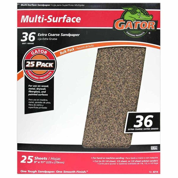Gator Grit Gator 11 in. L X 9 in. W 36 Grit Aluminum Oxide Sandpaper 1 pk - 3269