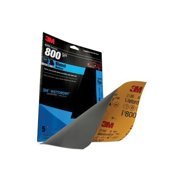 3M 3M Wetordry Sandpaper, 32035, 800 Grit, 9 inch x 11 inch, 5PK - 7010364679