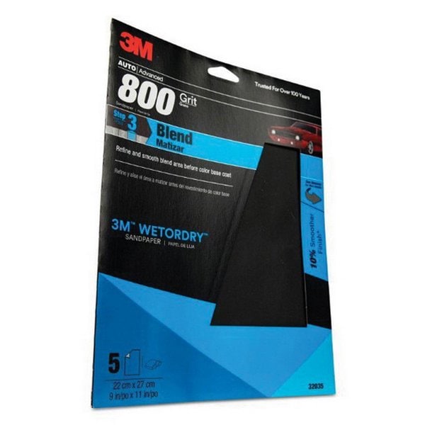 3M 3M Wetordry Sandpaper, 32035, 800 Grit, 9 inch x 11 inch, 5PK - 7010364679