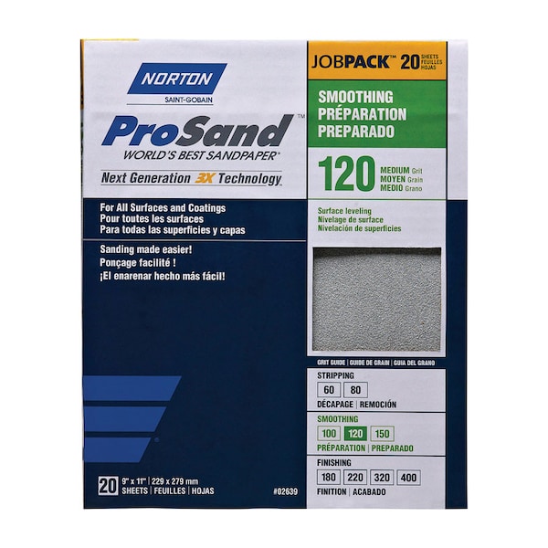 Norton Abrasives Norton ProSand 11 in. L X 9 in. W 120 Grit Aluminum Oxide Sandpaper 20 pk - 7660768172