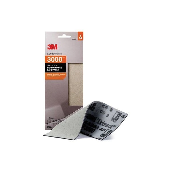 3M 3M Trizact Performance Sandpaper, 03064, 3-2/3 in x 9 in, 3000 grit - 7100135669
