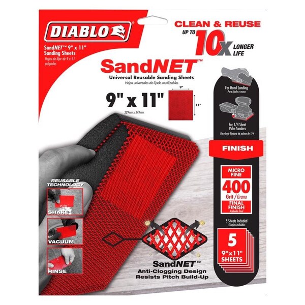 Diablo Diablo SandNet 9 in. L X 11 in. W 400 Grit Ceramic Blend All Purpose Sandpaper 5 pk - DND911400H05G