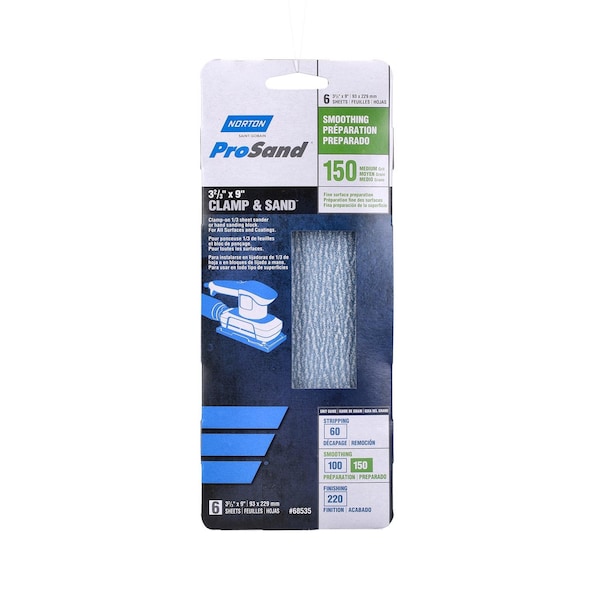 Norton Abrasives Norton ProSand 9 in. L X 3 in. W Aluminum Oxide 150 Grit Fine 1/3 Sheet Sander - 07660768535