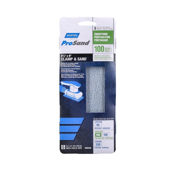 Norton Abrasives Norton ProSand 9 in. L X 3 in. W Aluminum Oxide 100 Grit Very Fine 1/3 Sheet Sander - 07660768536