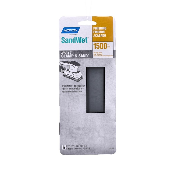 Norton Abrasives Norton SandWet 9 in. L X 3 in. W 1500 Grit Silicon Carbide Sanding Sheet 6 pk - 07660768529