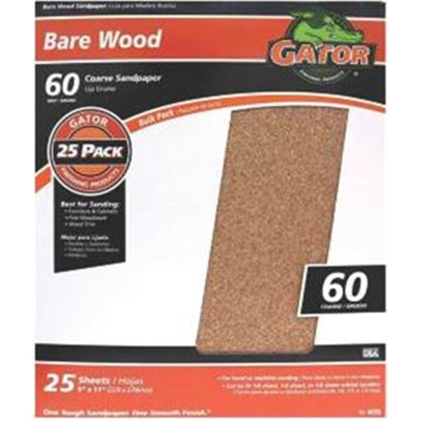 Ali Industries 3278 Sandpaper Garnet- 60 Grit, 9 x 11 in. 25PK - 9177981