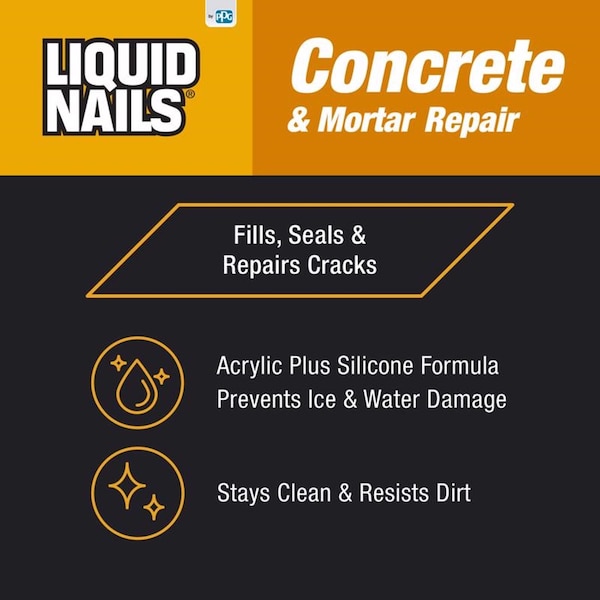 Liquid Nails Liquid Nails Concrete & Mortar Repair High Strength Acrylic Gray Concrete Bonding Agent 10.3 oz - CR-805
