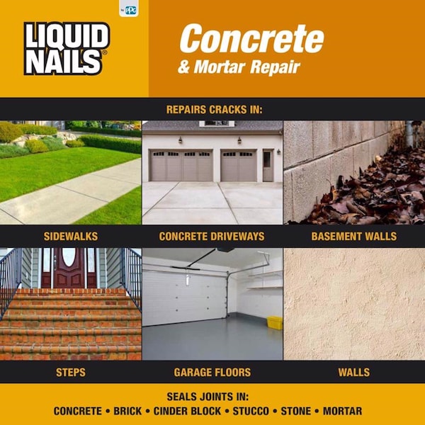 Liquid Nails Liquid Nails Concrete & Mortar Repair High Strength Acrylic Gray Concrete Bonding Agent 10.3 oz - CR-805
