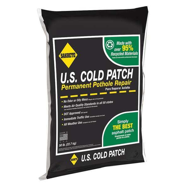 Sakrete US Cold Patch Permanent Pothole Repair, 50 lb Bag, Recycled Asphalt Mix, 1 Pk - 60450007