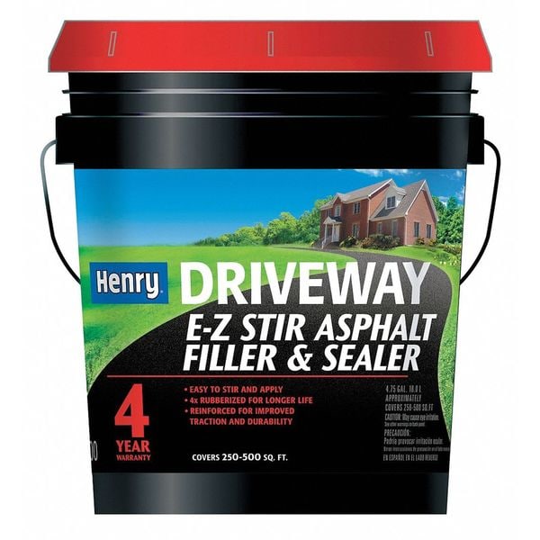 Henry 5 gal. Asphalt Filler and Sealer, Flat Finish, Black Brown, 250 to 500 sq ft Coverage - HE200074