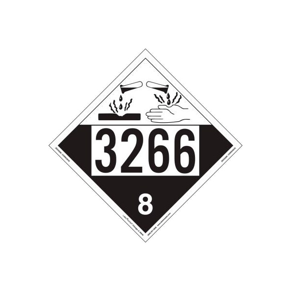 American Labelmark Co LabelMaster ZEZ43266 Corrosive Placard, UN 3266, Removable Vinyl, 25/Pack - ZEZ43266