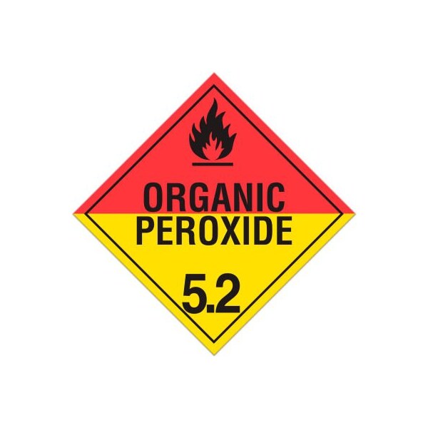 Top Tape And  Label. INCOM Class 5.2 Organic Peroxides Tagboard Placard - 100/Pkg - TA521TB